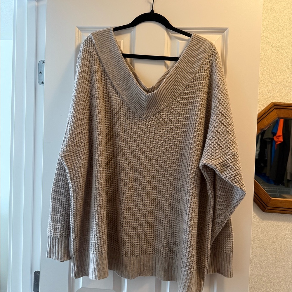 Elegant Tan V-Neck Sweater